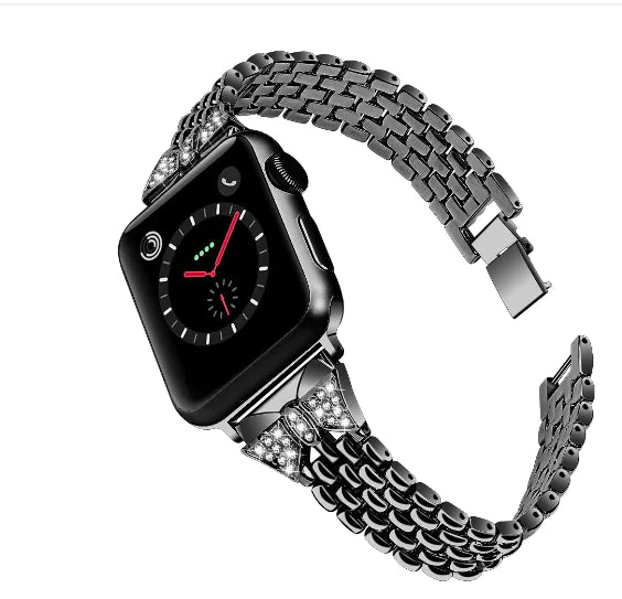 Stainless Steel Rhinestone Butterfly Watch Band for Apple Watch