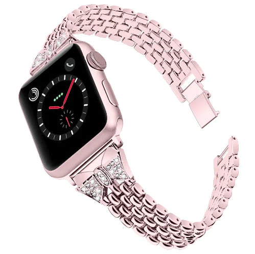 Stainless Steel Rhinestone Butterfly Watch Band for Apple Watch