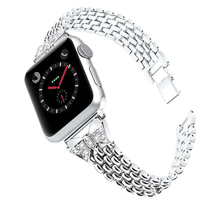 Stainless Steel Rhinestone Butterfly Watch Band for Apple Watch