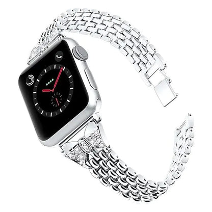 Stainless Steel Rhinestone Butterfly Watch Band for Apple Watch