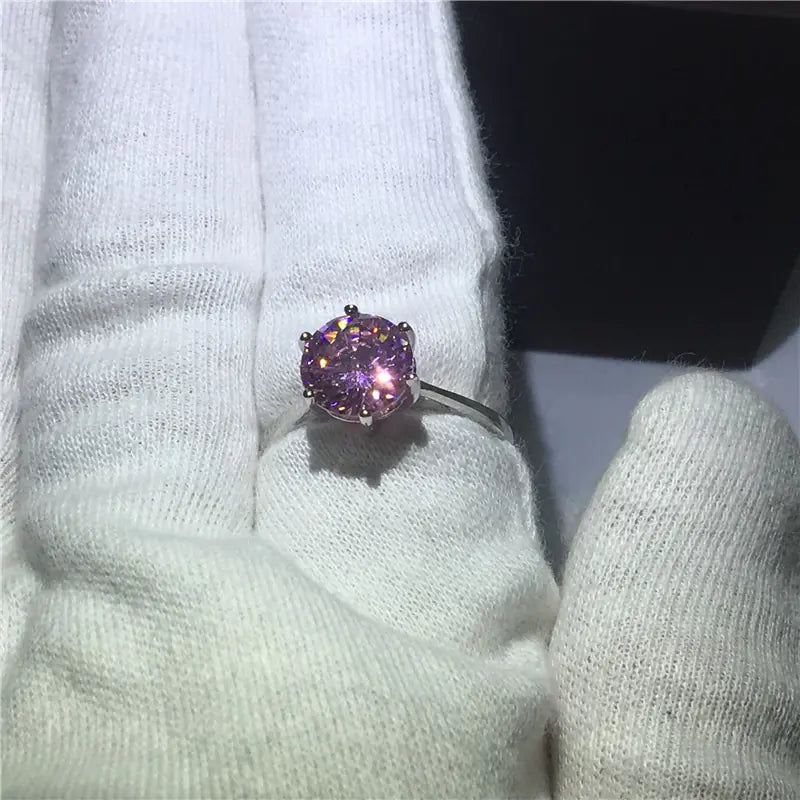 Pink Zircon Ring with Diamonds - Wedding Ring