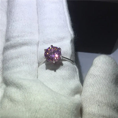 Pink Zircon Ring with Diamonds - Wedding Ring