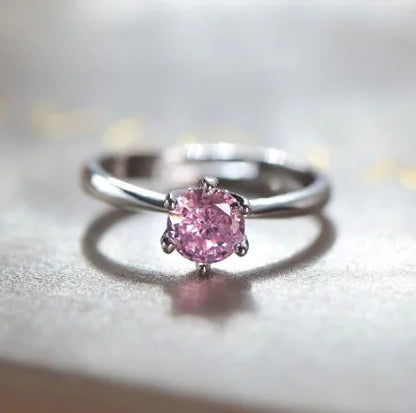 Pink Zircon Ring with Diamonds - Wedding Ring