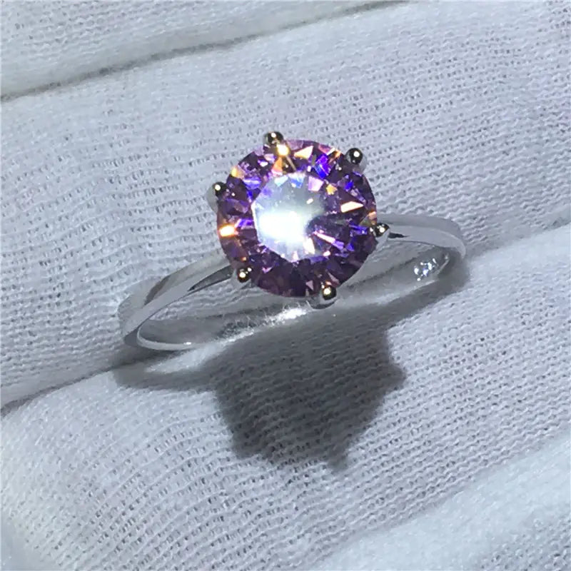 Pink Zircon Ring with Diamonds - Wedding Ring