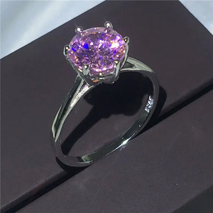 Pink Zircon Ring with Diamonds - Wedding Ring